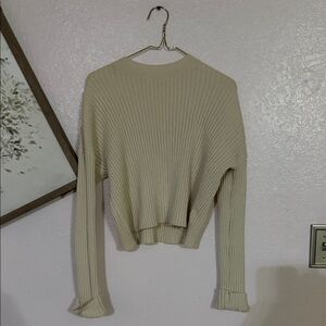 Cream Ribbed Knit Sweater